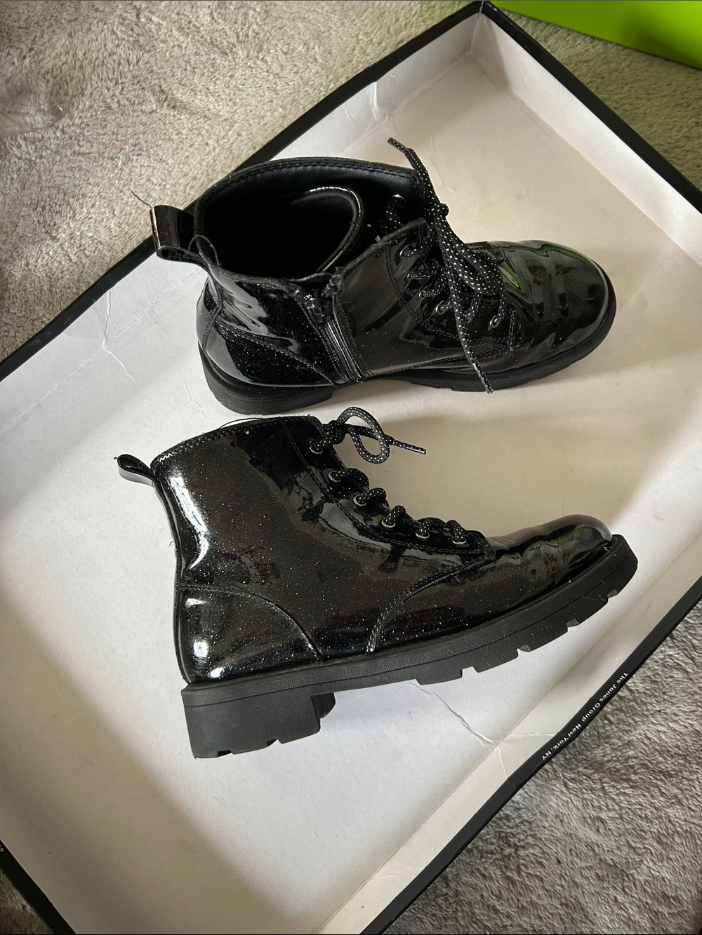 Old Navy Black Patent Lace-Up Combat Boots for Kids